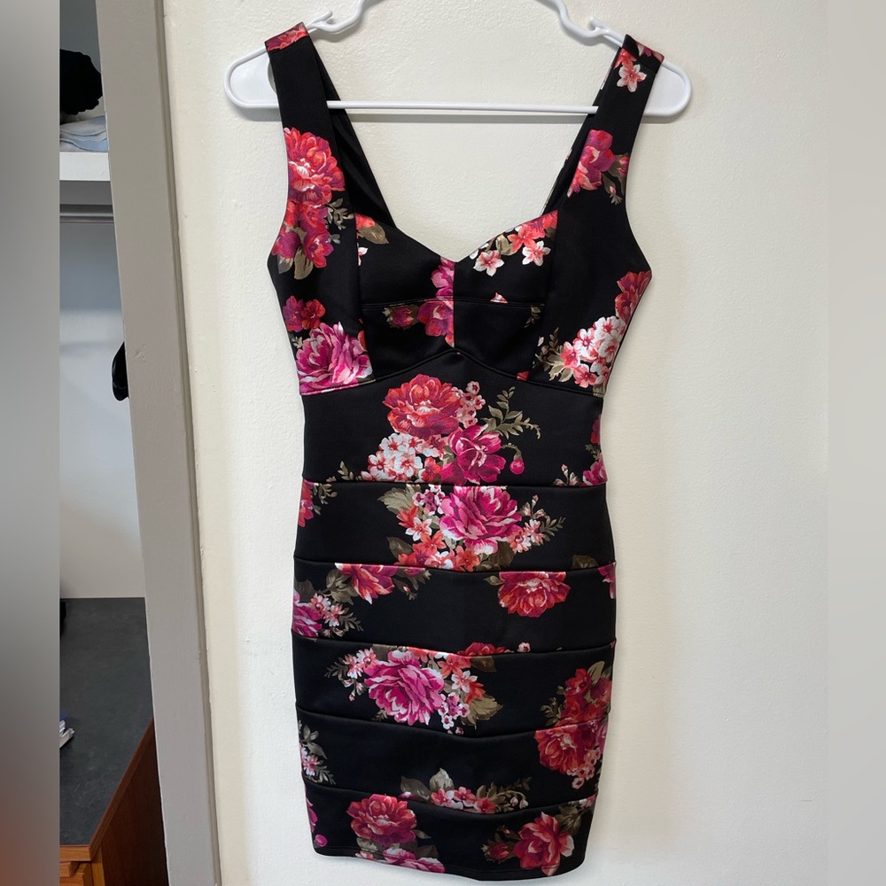 Black Floral Mini Dress